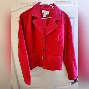 Aria VINTAGE Pink Sued Leather Jacket Blazer  - XL RARE